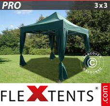 Reklamtält FleXtents PRO 3x3m Grön, inkl. 4 dekorativa gardiner